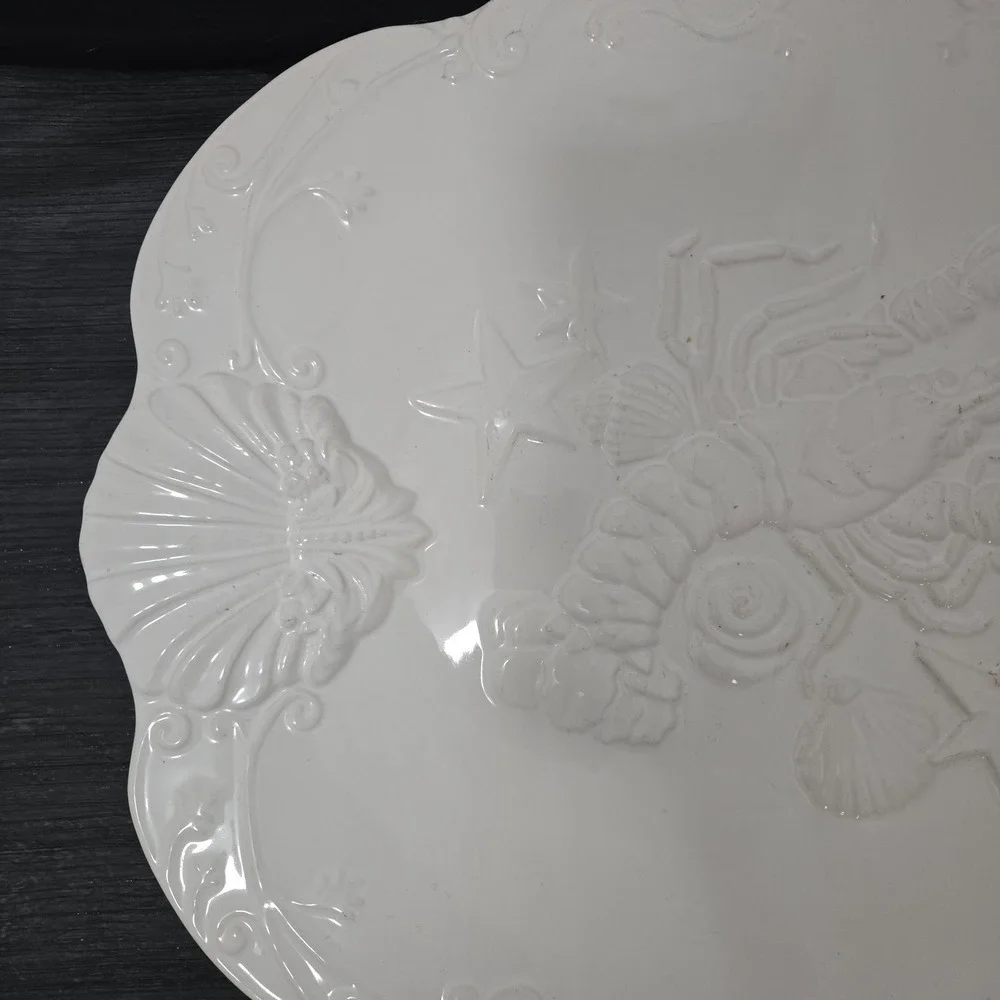 Sanor Ceramica Portugal White Lobster Serving Platter 19